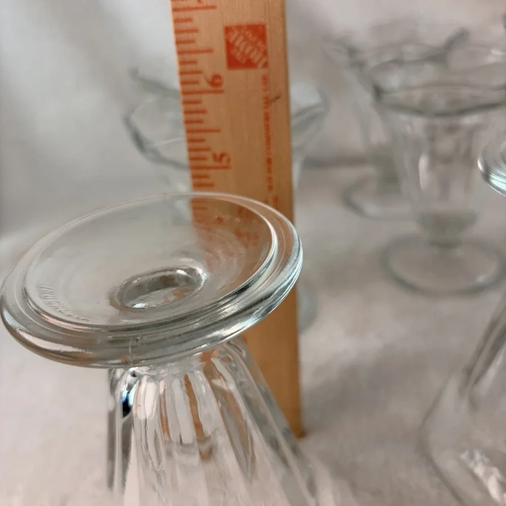 Vtg Kig Indonesia Tulip Soda Fountain Bowls Retro Pedestal Parfait Cups Set Of 8